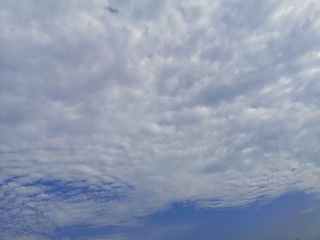 Naklejka na ściany i meble Altostratus white clouds in the blue sky natural background beautiful nature environment