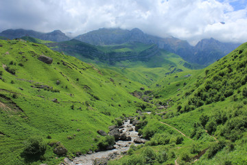 Azerbaijan. Beautiful mountains in greenery.