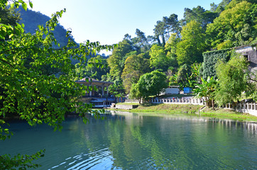 Obraz premium New Athos, Abkhazia. One of the many ponds in summer
