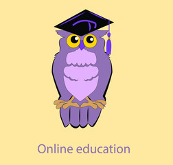 Icon for online education.  A vector owl.