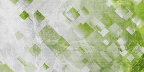 Green and grey grunge squares abstract tech geometric background. Vector design