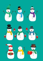 cute snowman vector illustration collection for winter season