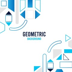 Geometric Background with blue gradient and gray color shapes with white background