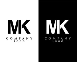 Obraz premium MK, KM letter logo design vector black and white color background