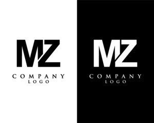 Obraz premium MZ, ZM letter logo design vector black and white color background