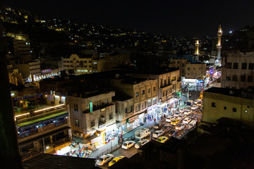 Fototapeta premium Amman city center at night. The Al Husseini Mosque. Jordan
