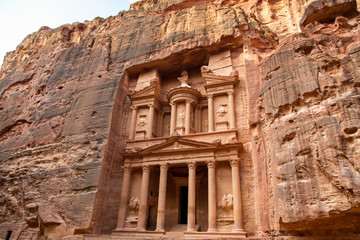 The Treasury of Petra, the Wonder of the World, in Wadi Musa, Jordan
