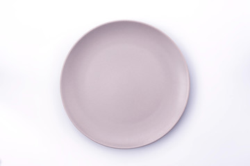 Empty Pale Purple plate isolated on white background top view