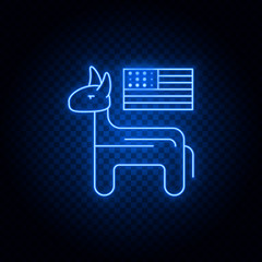 American, donkey, political gear blue icon set. Abstract background with connected gears and icons for logistic, service, shipping, distribution, transport, market, communicate concepts
