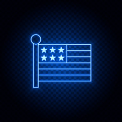 American, flag gear blue icon set. Abstract background with connected gears and icons for logistic, service, shipping, distribution, transport, market, communicate concepts