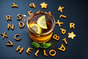 cup of tea with lemon                     









