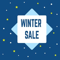 Winter Sale with white snow yellow stars