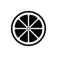 Citrus fruit half slice vector icon design illustration simple style. Black and white outline logo symbol for diet, health, nutrition.