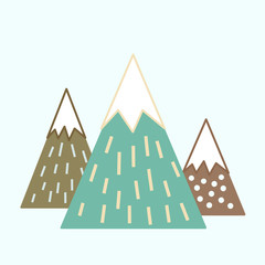 Snowy mountains. Simple vector illustration.