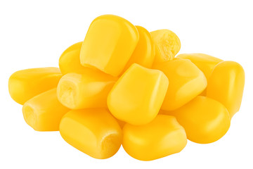 corn seeds isolated on white background, clipping path, full depth of field