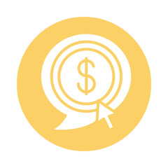 Obraz premium coin dollar in speech bubble block style icon