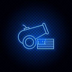 American, gun, cannon gear blue icon set. Abstract background with connected gears and icons for logistic, service, shipping, distribution, transport, market, communicate concepts