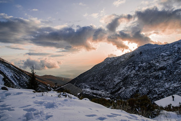 sunset in the mountains