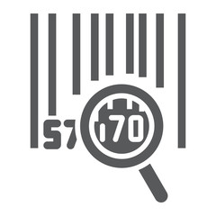 Barcode search glyph icon, logistic and delivery, order tracking sign vector graphics, a solid icon on a white background, eps 10.