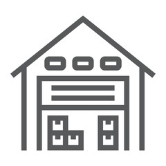 Warehouse line icon, logistic and storage, garage of delivery sign vector graphics, a linear icon on a white background, eps 10.