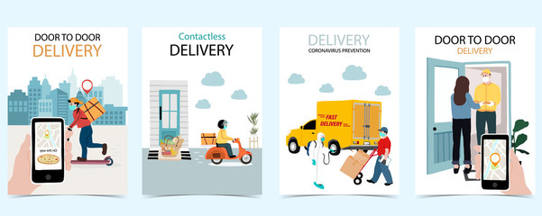 Novel coronavirus background and covid-19 concept of delivery design to prevent the spread of bacteria, viruses.Vector illustration for poster