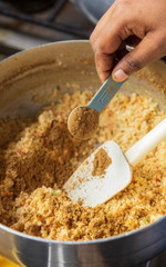 coriander powder and yellow split peas to make dahl