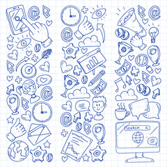 Digital marketing, social media, communications, management. Background for banners.