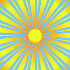 Yellow sun on a blue background illustration vector