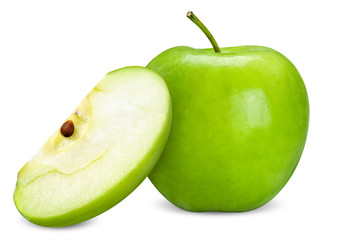 green apple isolated on white clipping path