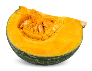 slice pumpkin isolated on white clipping path