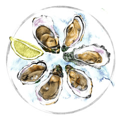 Plate with oysters