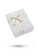 white gift wrapping. Isolated on a white background. Cut with a pen tool. Full depth of field.