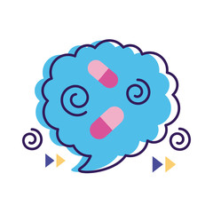 speech bubbles with drugs mental health flat style