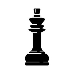 Black chess King piece icon isolated on white background. Board game. Black silhouette. Vector illustration.
