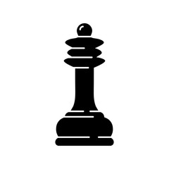Black chess Queen piece icon isolated on white background. Board game. Black silhouette. Vector illustration.