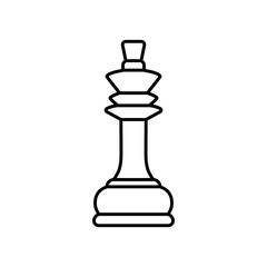 Line chess King piece icon isolated on white background. Board game. Black silhouette. Vector illustration.