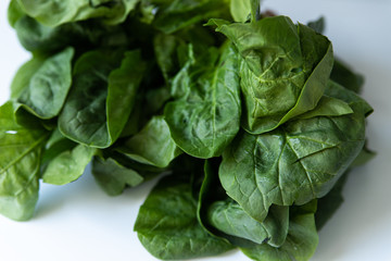 Bunch of green spinach on white background