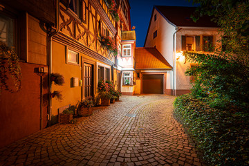 Fototapeta na wymiar Old town street in Wurzburg, Bavaria, Germany