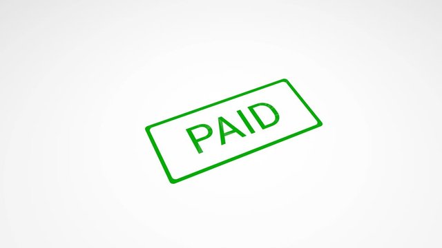 "Paid" word stamping text wooden stamp animation. 