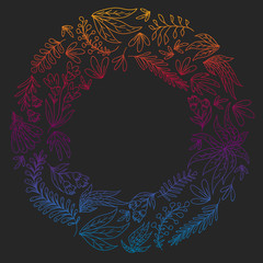 Hand vector drawn floral, leaves elements. Pattern for logo, greeting card, wedding design.