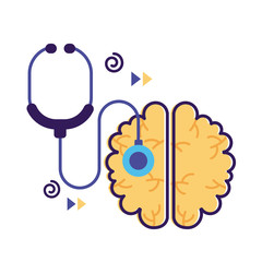 brain with stethoscope mental health flat style