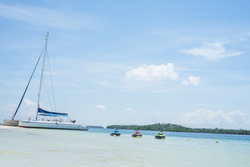 Close-up of boat in beach