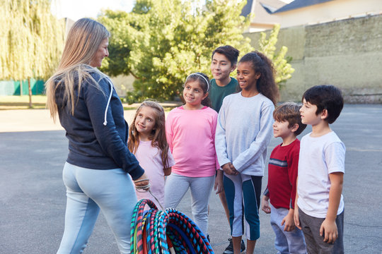 Children Doing Physical Education In Elementary School