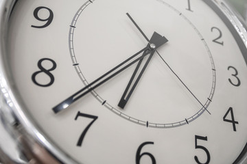 Close-up wide angle view of the clock