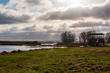 Narwiański Park Narodowy. Rzeka Narew. Szosa Kruszewska, Waniewo, Kurowo, Podlasie, Polska © podlaski49