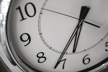 Close-up wide angle view of the clock