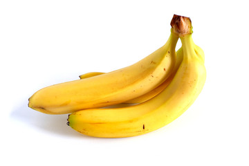 Juicy yellow bananas. On a white background. Suitable for advertising background.