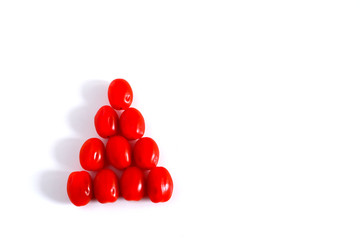 Juicy tomatoes on a white background. Suitable for advertising background.