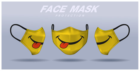 face mask design template, dust protection & breathing medical respiratory.