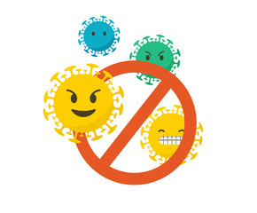 Stop the coronavirus conceptual emoji icons set. Vector illustration, background and banner